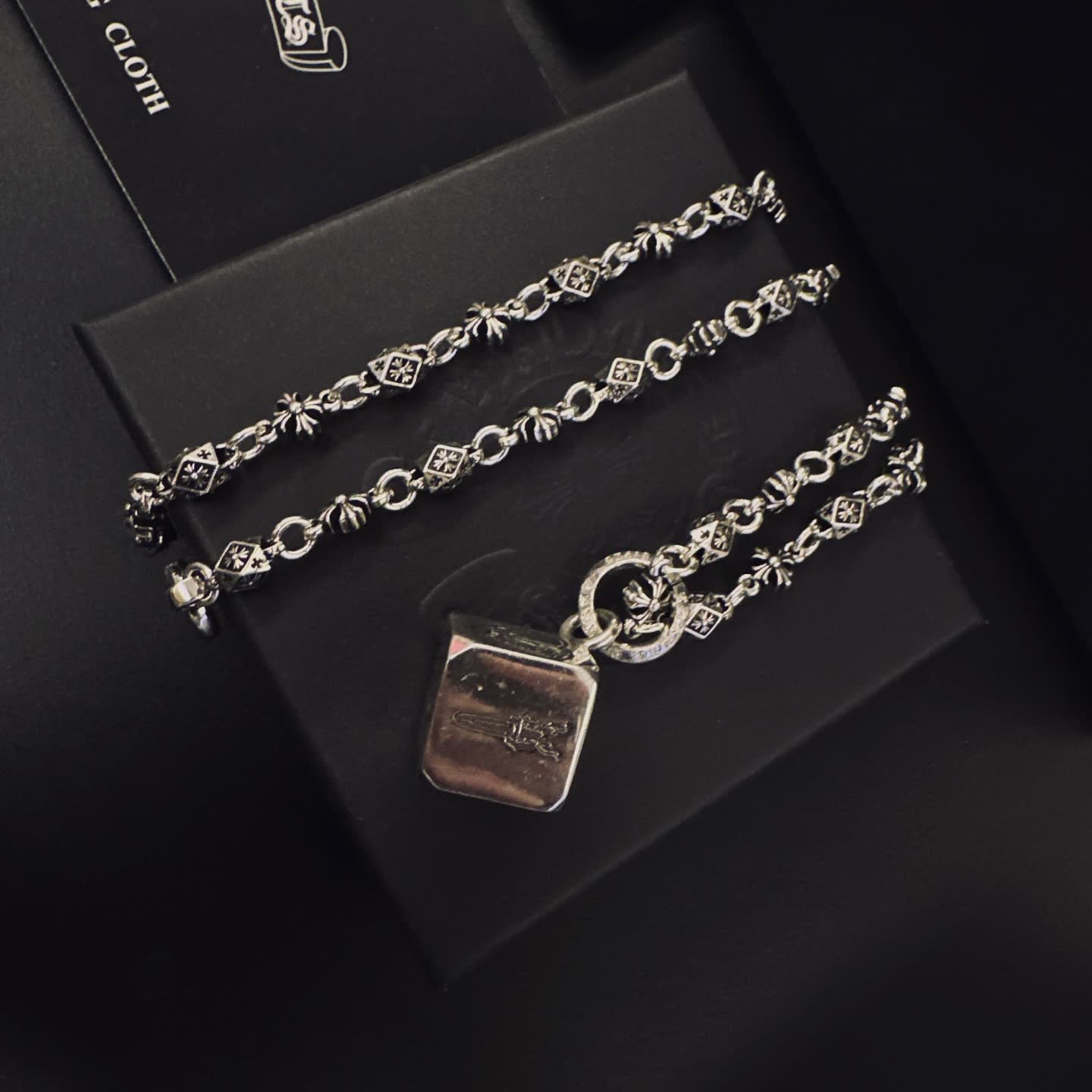 Chrome Hearts Silver Chain with Star and Diamond Design